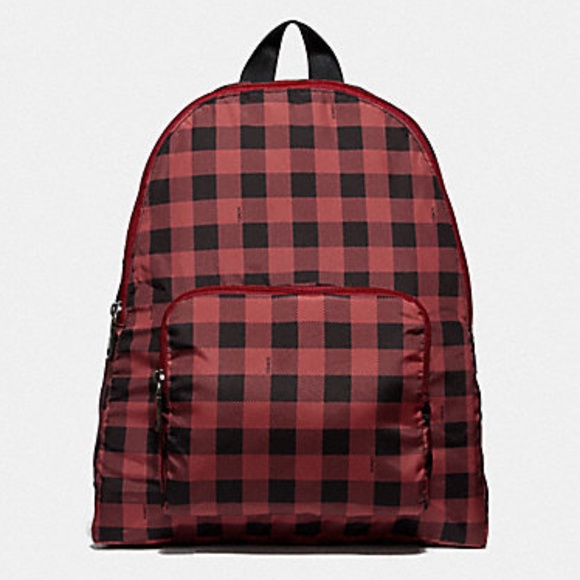 NWT Coach packable backpack with gingham print - Picture 3 of 8